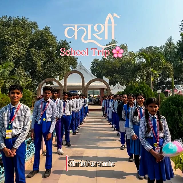 Shri Sitaram students gathered during an educational visit to Kashi